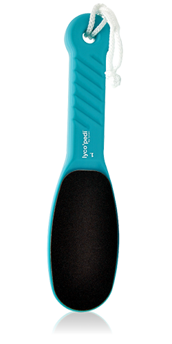 Lyco’pedi by Lycon paddle professional foot exfoliation tool salon pedicure Gold Coast Brisbane Australia Wide, Close-up of pedicure paddle used for callus removal and foot smoothing treatment, Beauty therapist performing pedicure exfoliation using professional paddle tool, Spa pedicure foot care treatment using Lyco’pedi paddle system, Profile Salon Supplies Lyco’pedi paddle packaging Gold Coast Brisbane Australia Wide