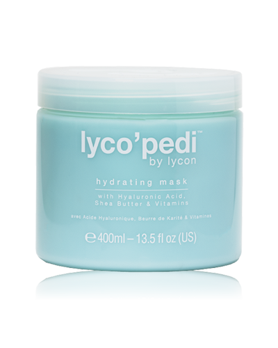 Lyco’pedi by Lycon hydrating foot mask professional pedicure treatment Gold Coast Brisbane Australia Wide, Close-up of hydrating mask applied to feet in salon pedicure service, Spa pedicure treatment using Lyco’pedi foot care mask system, Before and after dry feet hydration treatment using professional mask, Profile Salon Supplies Lyco’pedi packaging Gold Coast Brisbane Australia Wide