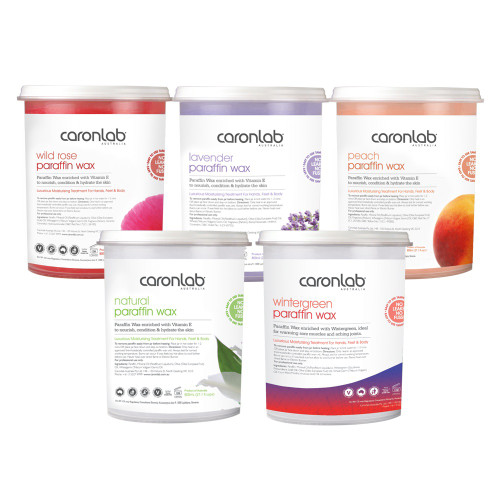 Caronlab Australia paraffin wax 800g professional Vitamin E skin therapy Gold Coast Brisbane Australia Wide, Medical grade paraffin wax jar for salon hand and foot treatments, Beauty therapist using paraffin wax treatment for hydrated skin, Professional spa paraffin wax with fragrance options and tamper seal jar, Profile Salon Supplies Caronlab paraffin wax range Gold Coast Brisbane Australia Wide