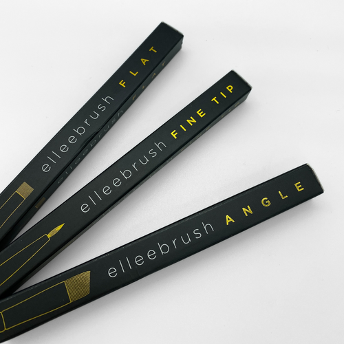 Elleebana ElleeBRUSH range professional applicator brushes used for lash lift brow lamination and tinting treatments in salon services