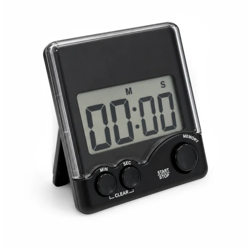 Square black digital salon timer professional countdown timer hair beauty services Gold Coast Brisbane Australia Wide, Close-up of digital timer display used for hair colour processing timing, Salon workstation digital timer with fold out stand in professional salon setup, Beauty therapist using timer for lash and brow treatment timing, Profile Salon Supplies square digital timer packaging Gold Coast Brisbane Australia Wide
