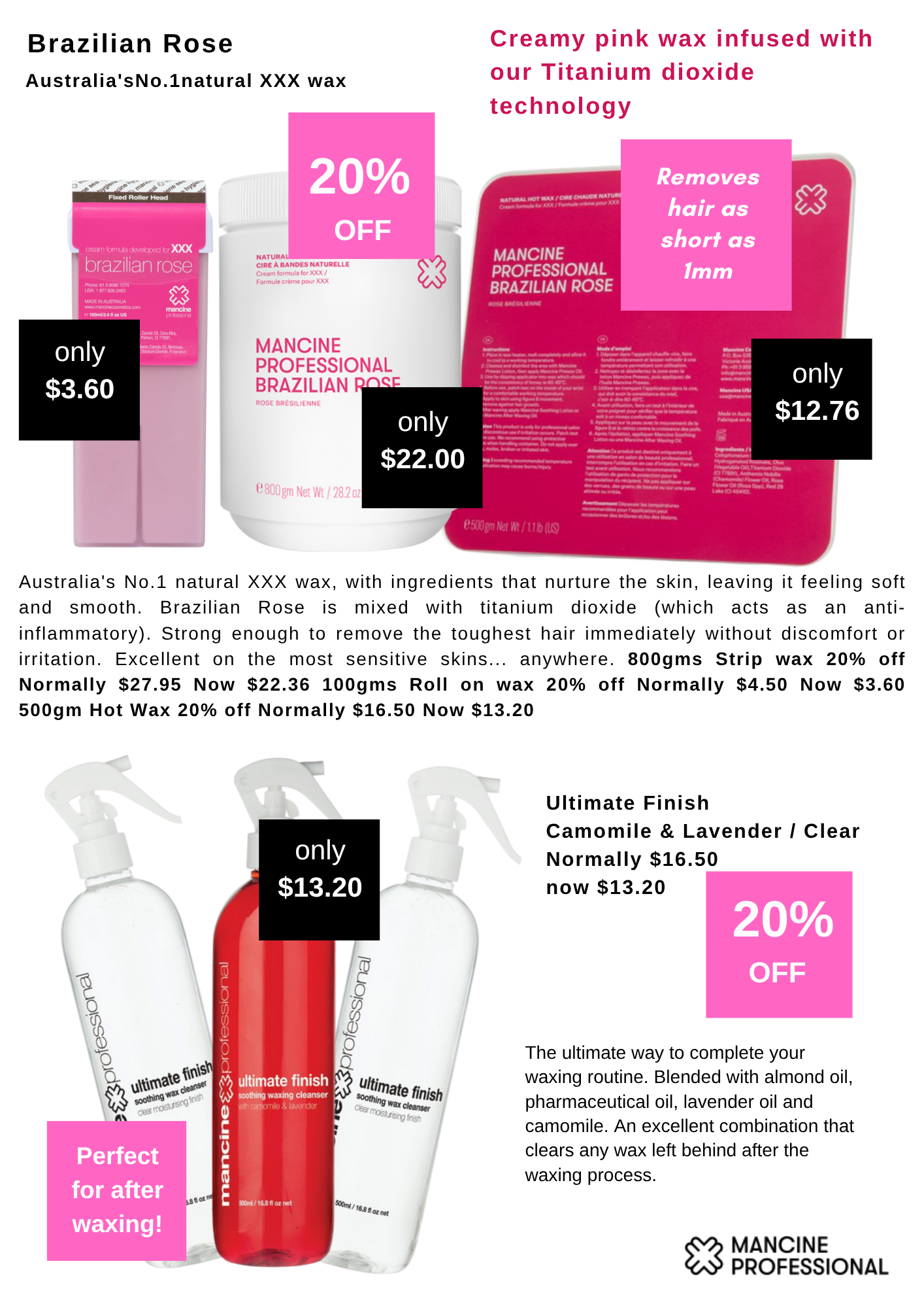 Mancine Professional November Spring Specials 2025