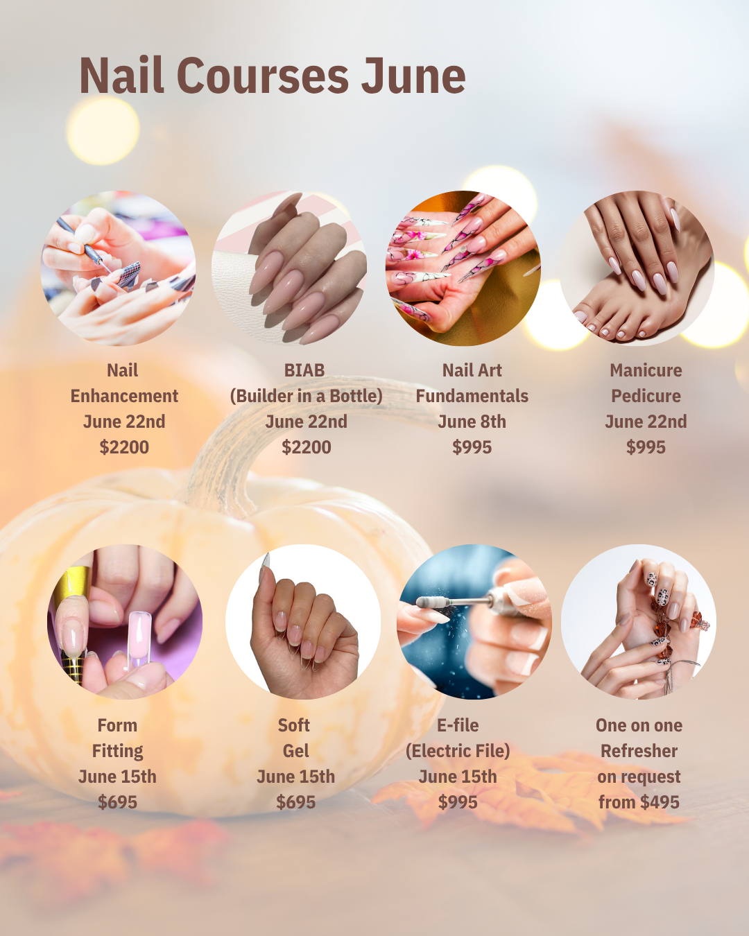 Training Dates Monthly Breakdown Nails Profile Salon Supplies