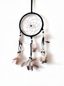 Dream catchers are one of the most fascinating traditions of Native Americans.
This handmade dream catcher is intended to protect the sleeping individual from negative dreams while letting positive dreams through. The positive dreams will slip through the center of the dream catcher, and glide down the feathers to the sleeping person below. The negative dreams will get caught up in the web, and expire when the first rays of the sun strike them.
Measurements: Top ring is 5" diameter, length is approximately 12".
Dimensions will vary slightly due to the handmade nature of this product. Dream catchers are one of the most fascinating traditions of Native Americans.
This handmade dream catcher is intended to protect the sleeping individual from negative dreams while letting positive dreams through. The positive dreams will slip through the center of the dream catcher, and glide down the feathers to the sleeping person below. The negative dreams will get caught up in the web, and expire when the first rays of the sun strike them.
Measurements: Top ring is 5" diameter, length is approximately 12".
Dimensions will vary slightly due to the handmade nature of this product.