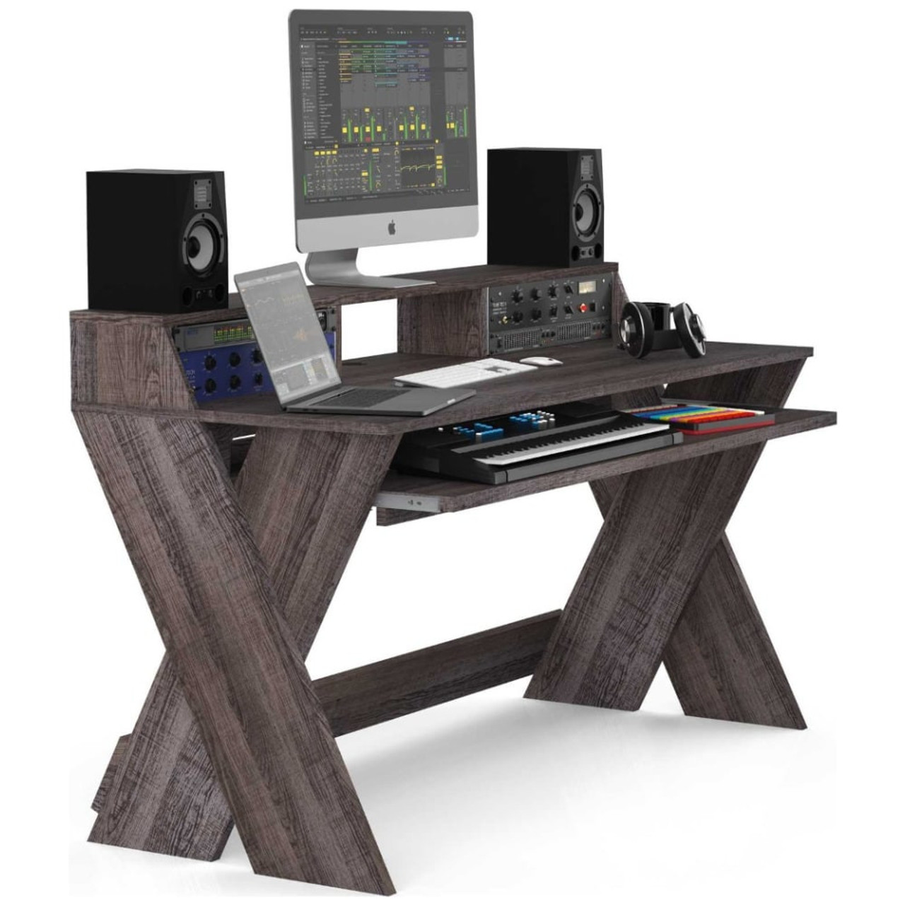 Glorious Sound Desk Pro Walnut Complete DJ Studio Desk EMI Audio