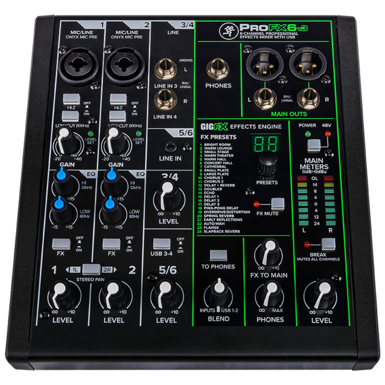 MACKIE ProFX6v3 6 Channel Professional Effects Mixer with USB