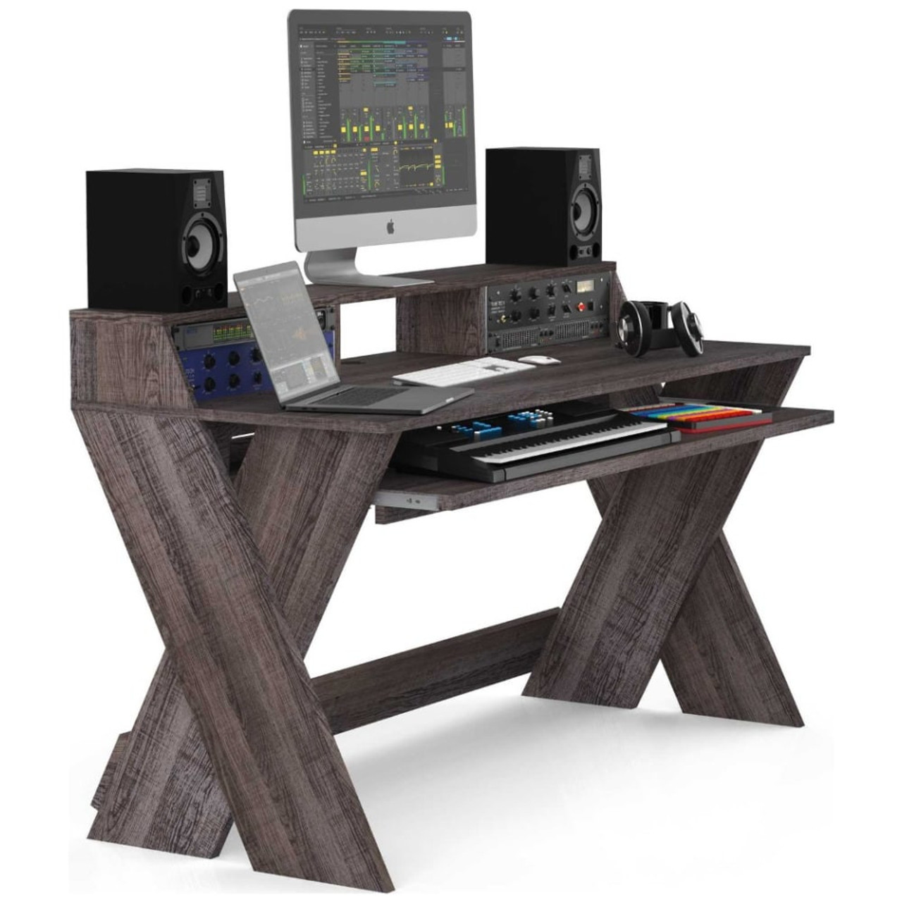 Glorious Sound Desk Pro Walnut Complete DJ Studio Desk | EMI Audio