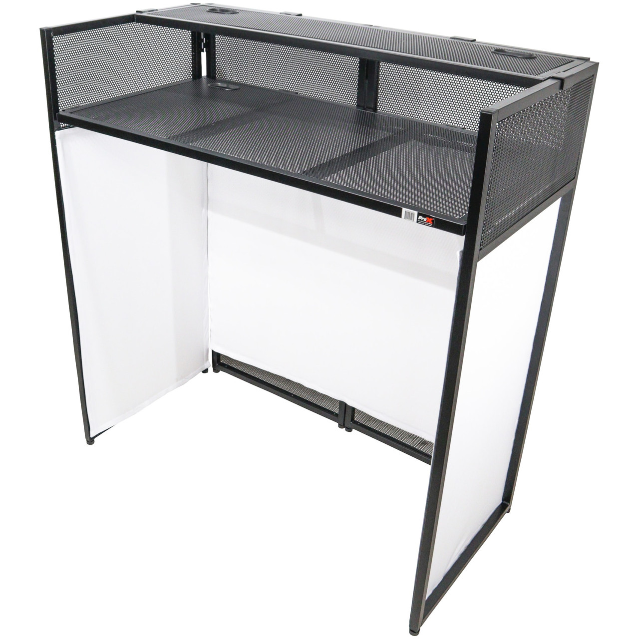 Pro-X VISTA DJ Booth Facade Table Station with White and Black