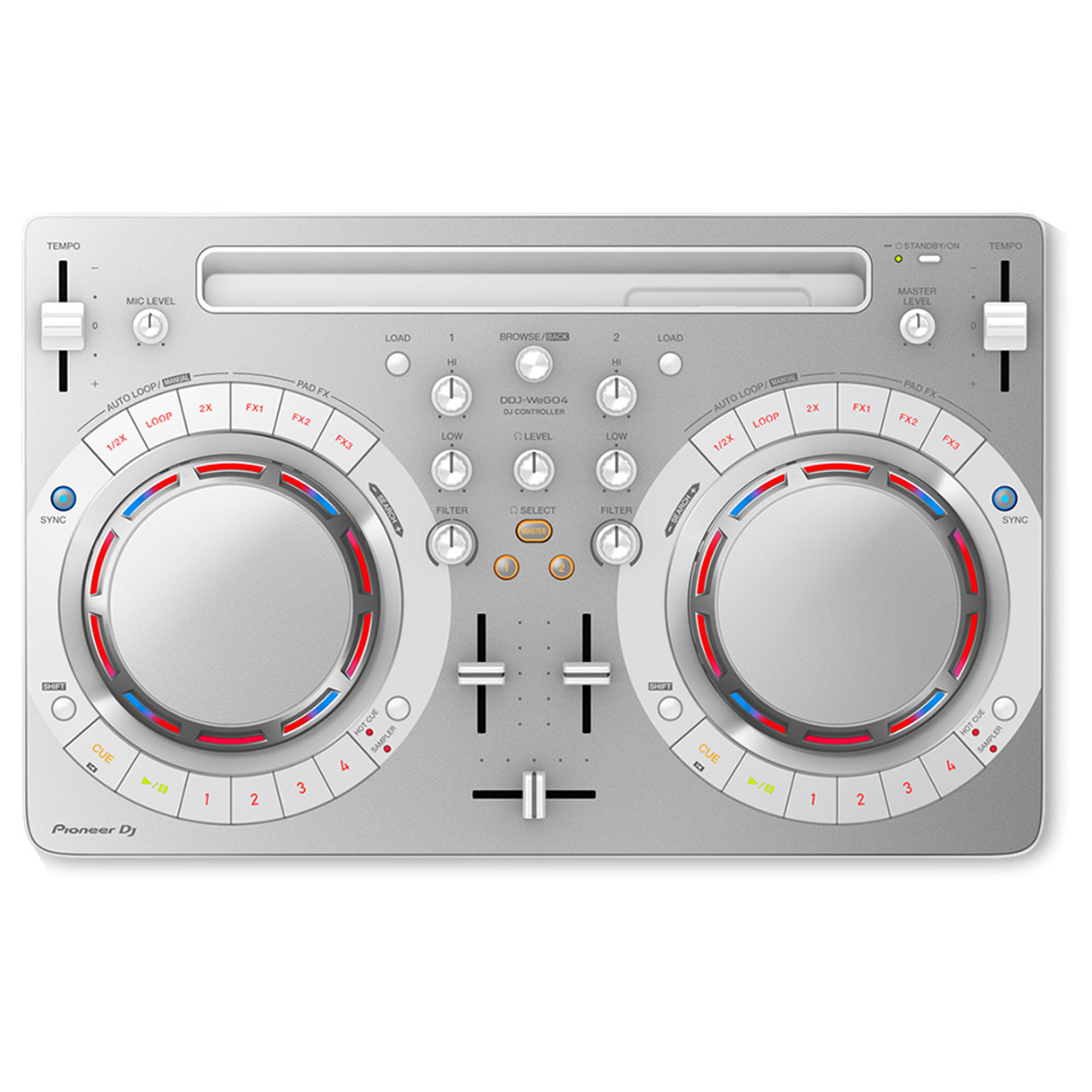 PIONEER DJ DDJ-WeGO4-W Compact DJ Controller, White Finish