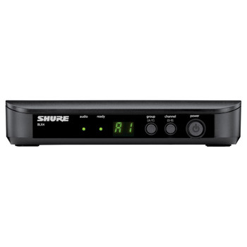 SHURE BLX4 single-channel receiver front view. EMI Audio