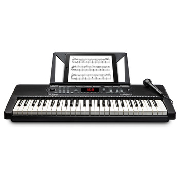 ALESIS Harmony 54 Keyboard front with music stand and microphone