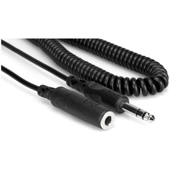 hosa-hpe-325c-headphone-extension-cord-quarter-inch-trs-male-to-female-connector-coil-cord-view