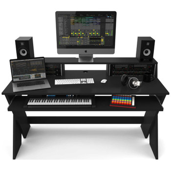 Glorious-Sound-Desk-Pro-Black-Complete-DJ-Studio-Desk-Front-EMI-Audio