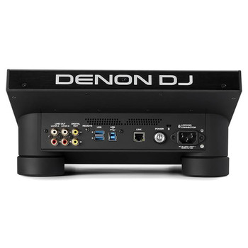Denon SC6000 PRIME Rear of unit 2x RCA outputs, USB ports, link cable port, and IEC connector