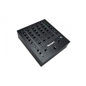 M6USB Black 4 channel DJ mixer with XLR mic jack and EQ controls for all channels