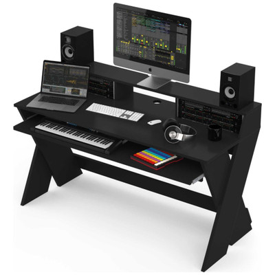 Glorious-Sound-Desk-Pro-Black-Complete-DJ-Studio-Desk-Angle-EMI-Audio