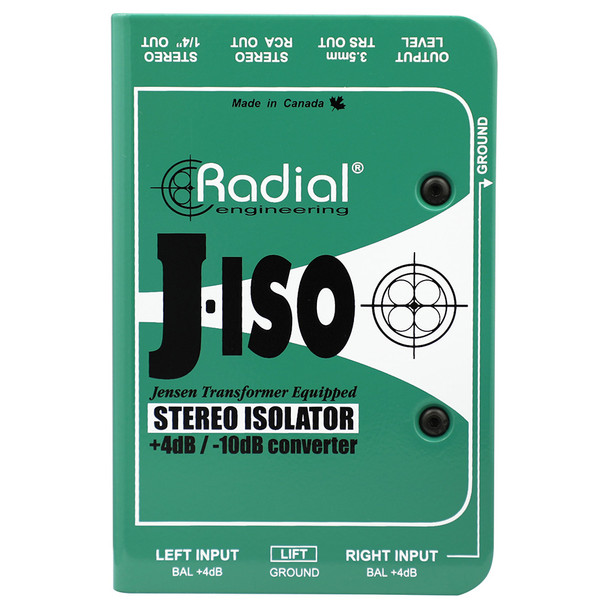 RADIAL J-Iso Balanced +4dB to -10dB unbalanced passive stereo converter top view