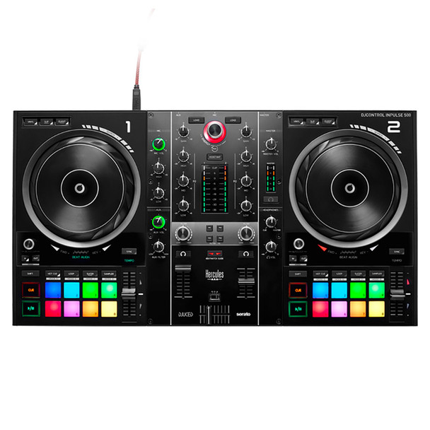 Hercules DJControl Inpulse 500 2-Channel DJ Controller surface view from directly above