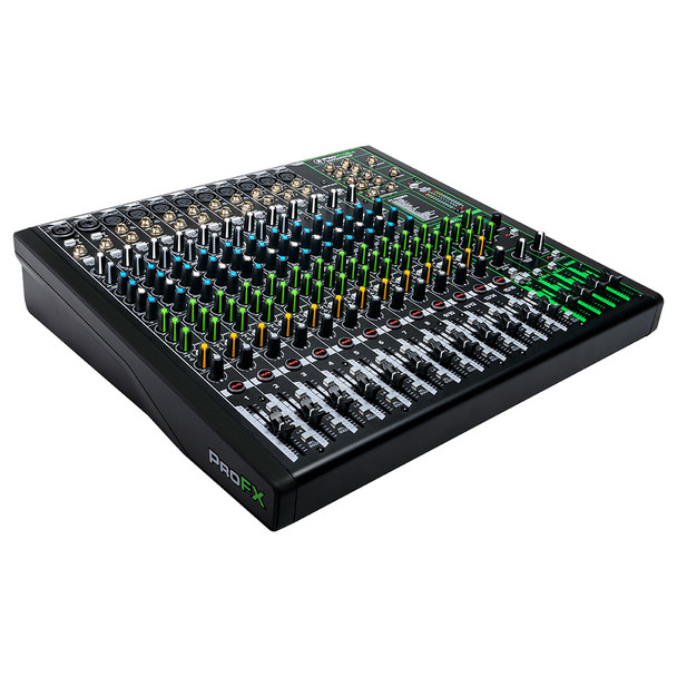 MACKIE ProFX16v3 16 Channel 4-bus Professional Effects Mixer with USB left angle view