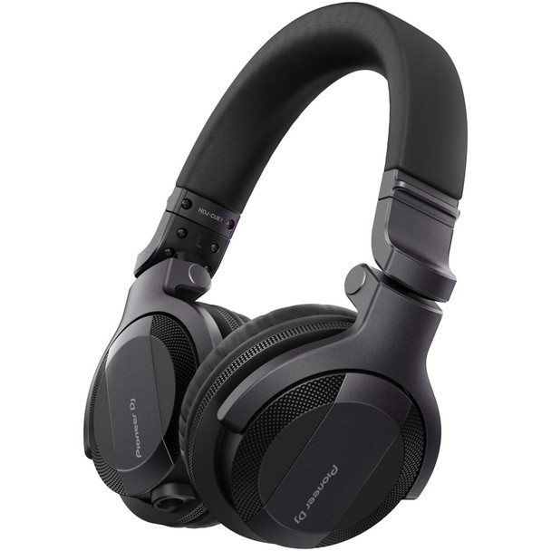 pioneer-hdj-cue-headphones-wired-black-silver-front-angle