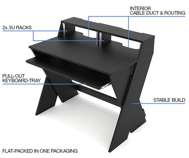 Glorious Sound Desk Compact Black Complete DJ Studio Desk