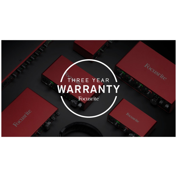 OUR TECHNOLOGY IS SOUND
Incredibly reliable, Focusrite hardware won’t let you down. If, however, you come across a problem you can rely on our global support team and your three-year warranty to get it sorted. Sound.