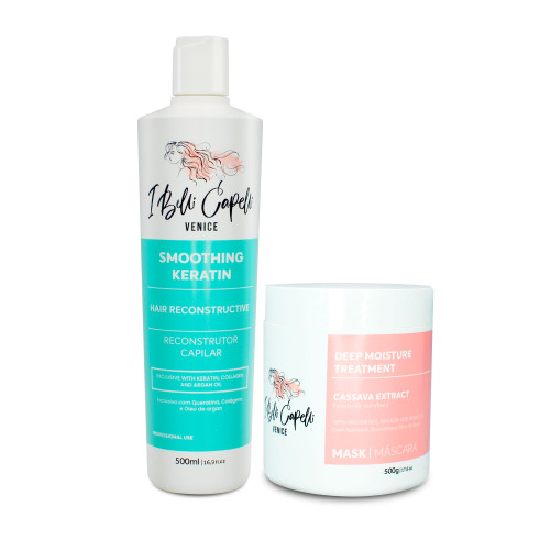 Kit I Belli Capelli Venice Cassava Extract Mask 500g/17.6 oz and Smoothing Keratin Hair 500ml/17.6 fl. oz Kit I Belli Capelli Venice Cassava Extract Mask 500g/17.6 oz and Smoothing Keratin Hair 500ml/17.6 fl. oz