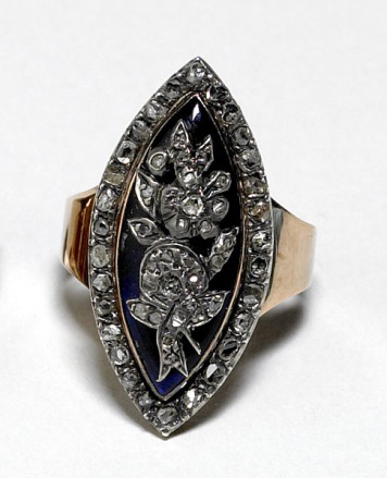 Georgian diamond, gold and silver ring