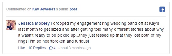 Facebook post about Kay Jeweler's