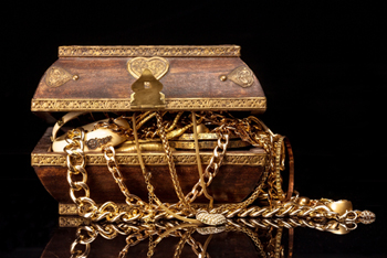 Treasure Chest with Gold Jewelery