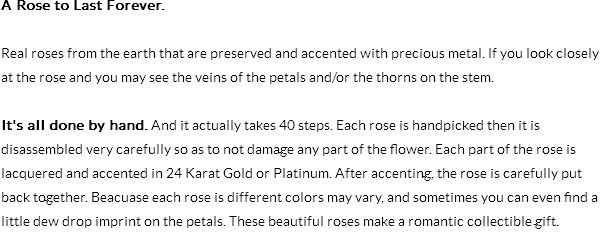 Gold Dipped Rose Info