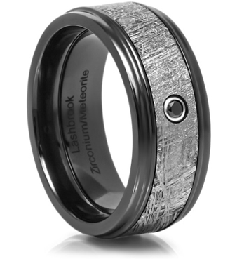 Men's wedding band with black diamond