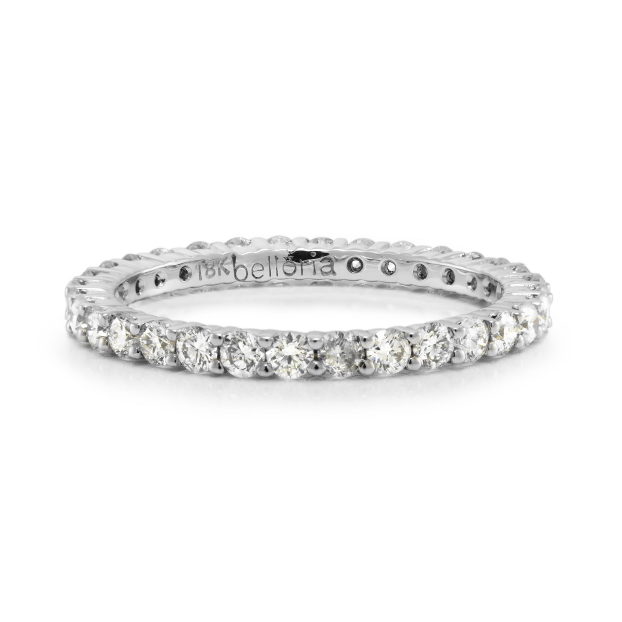 Ladies 18K White Gold Eternity Diamond Wedding Band, 1ctw Rings