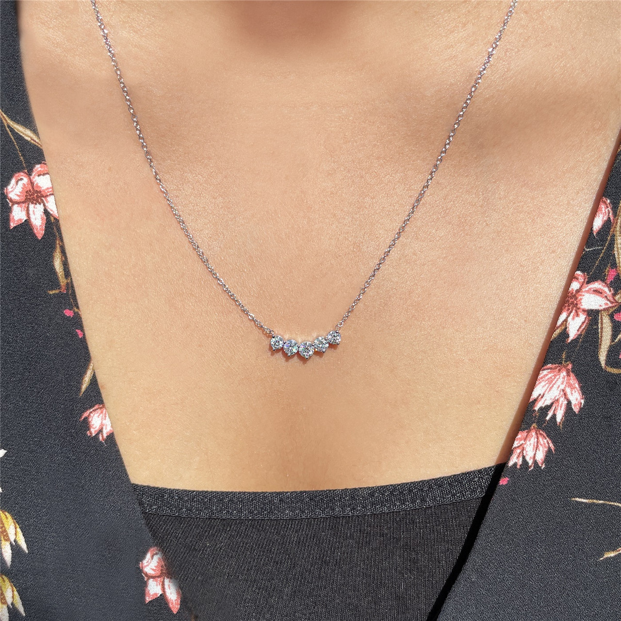 5 Stone Diamond Necklace | OKG Jewelry