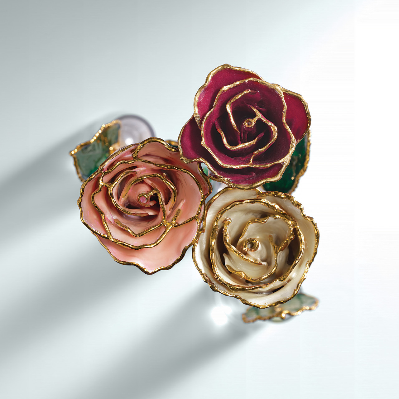 24K Gold and Pink Pearl Lacquered Real Rose, a gift she will Treasure!