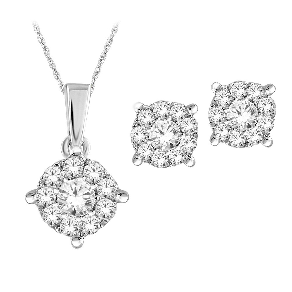 .50ctw Diamond Earrings Pendant Set 