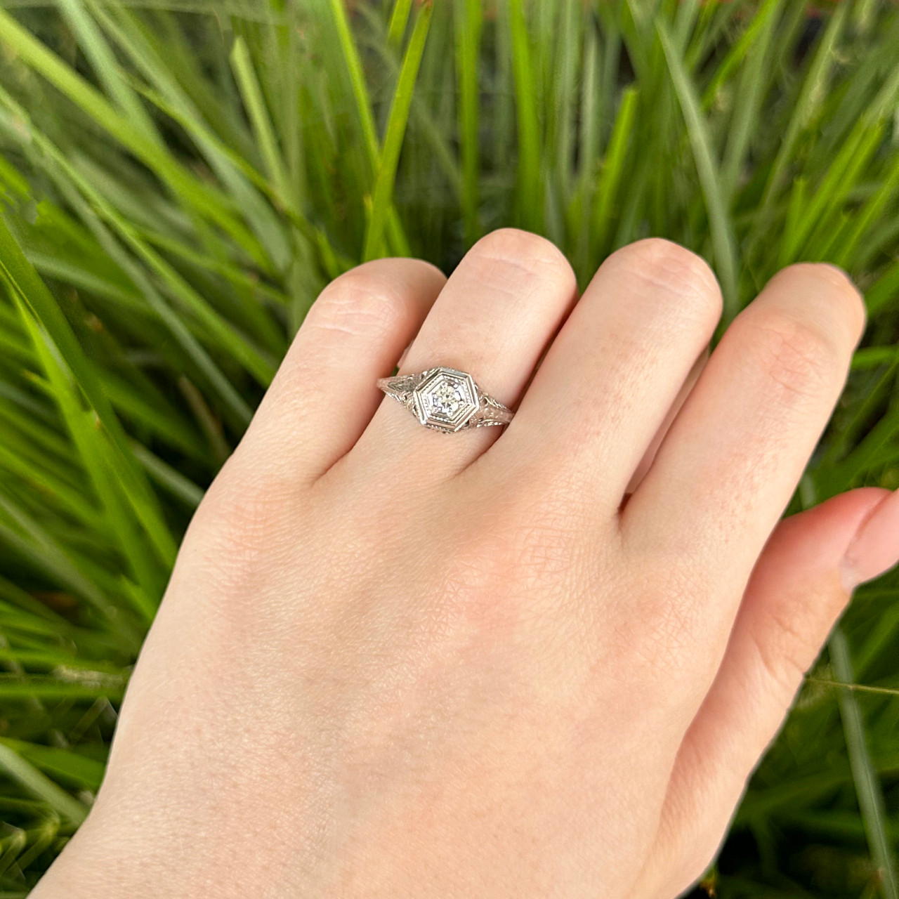 14k White Gold Diamond Engagement Ring by Hugo Kohl