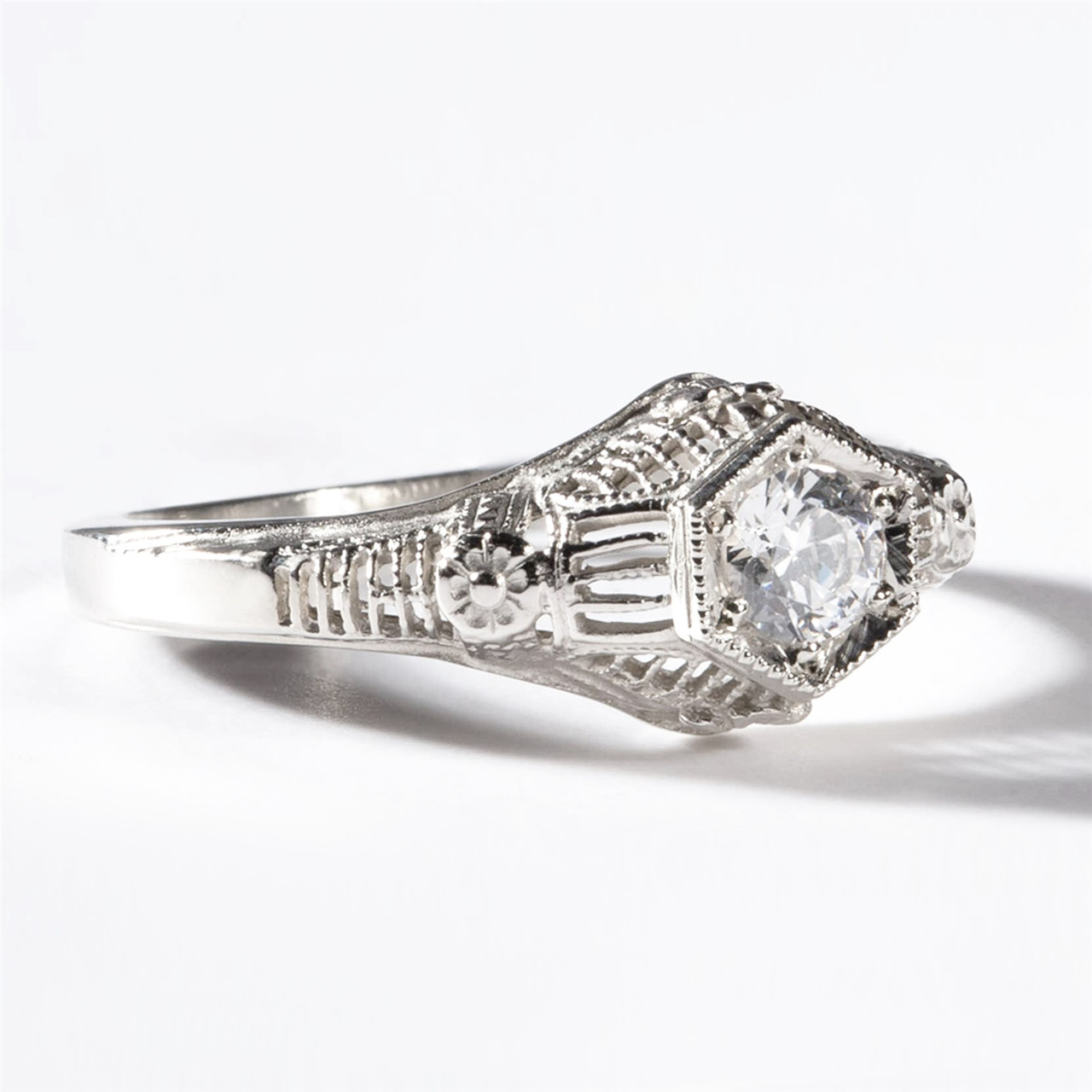 14k White Gold & Diamond Engagement Ring by Hugo Kohl