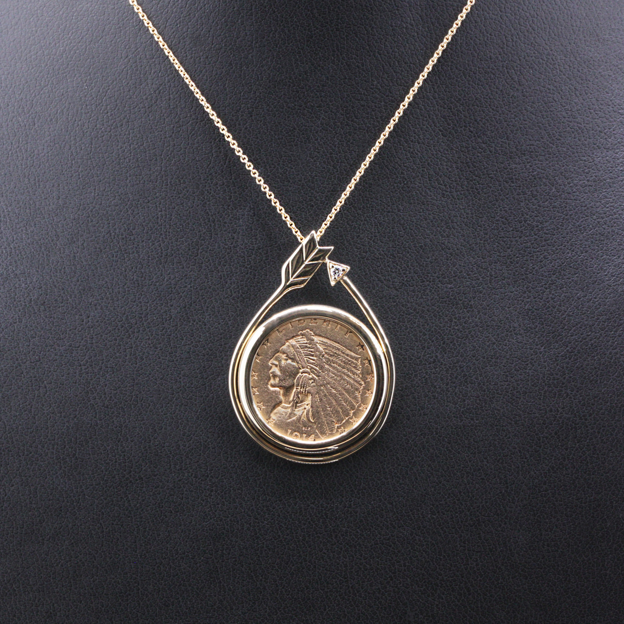$2.50 Indian Head Coin Pendant 14K Gold 
