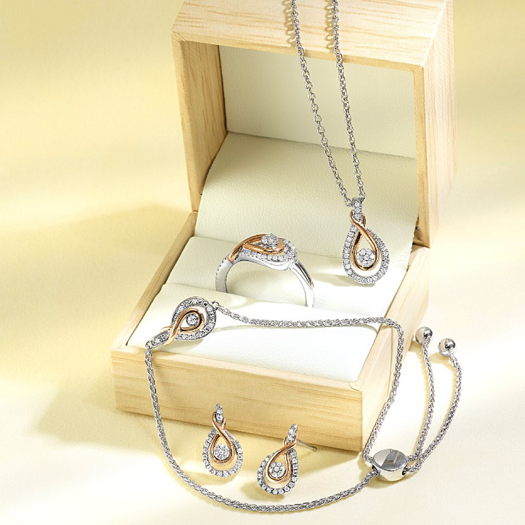 Love Knot Diamond and 10kt Rose Gold Earrings