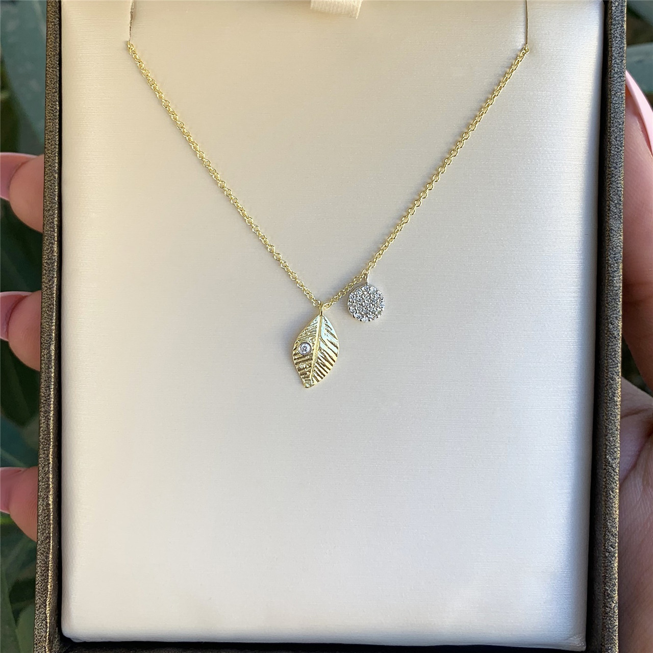 Meira T Petite Gold Leaf Necklace With 