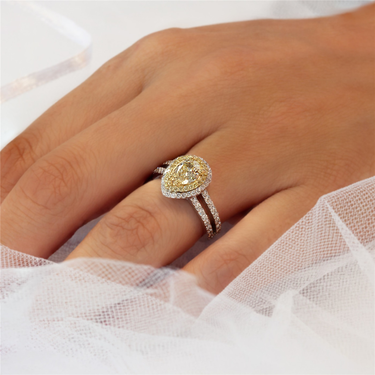 Yellow diamond pear engagement shop ring