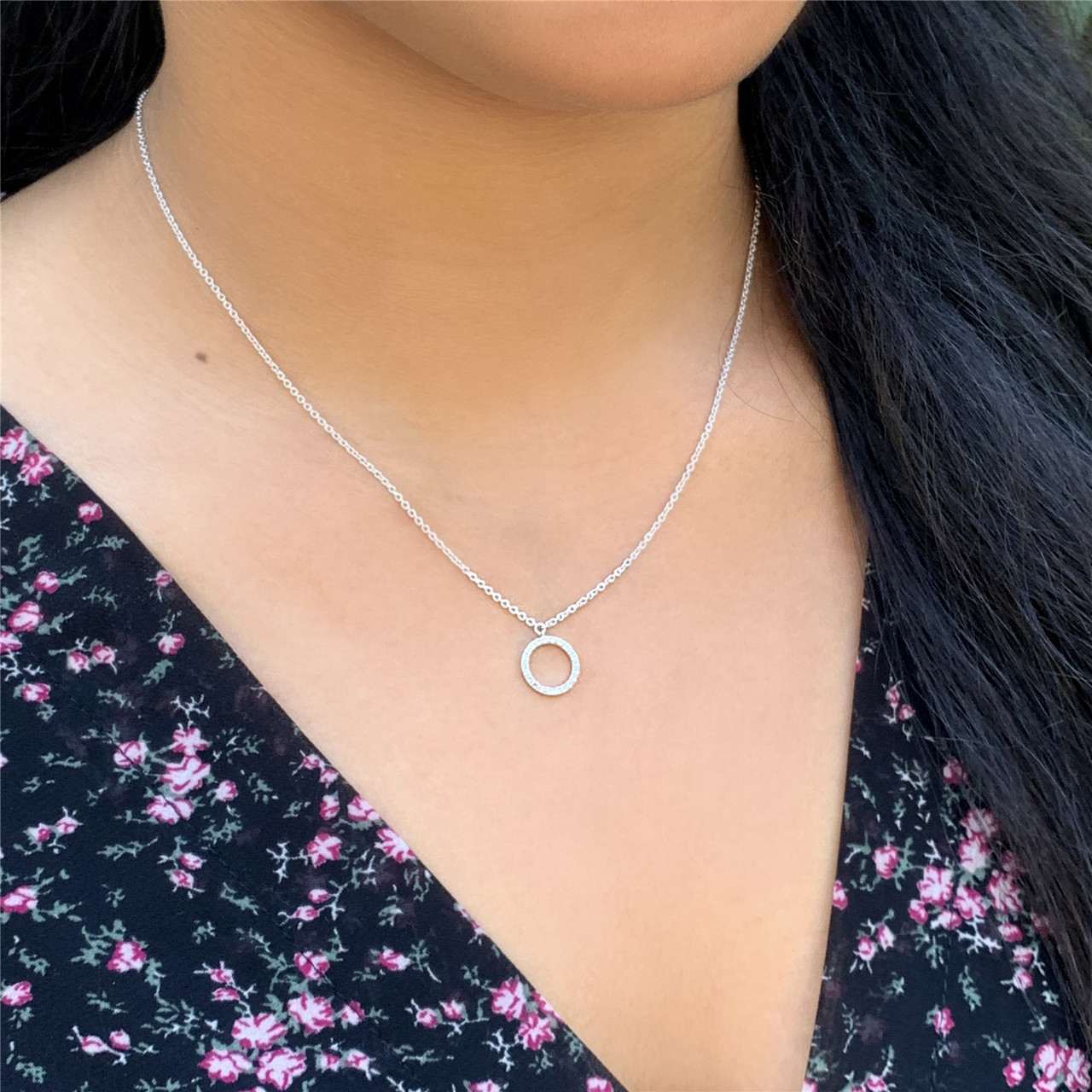 Sterling Silver Petite Circle Diamond 