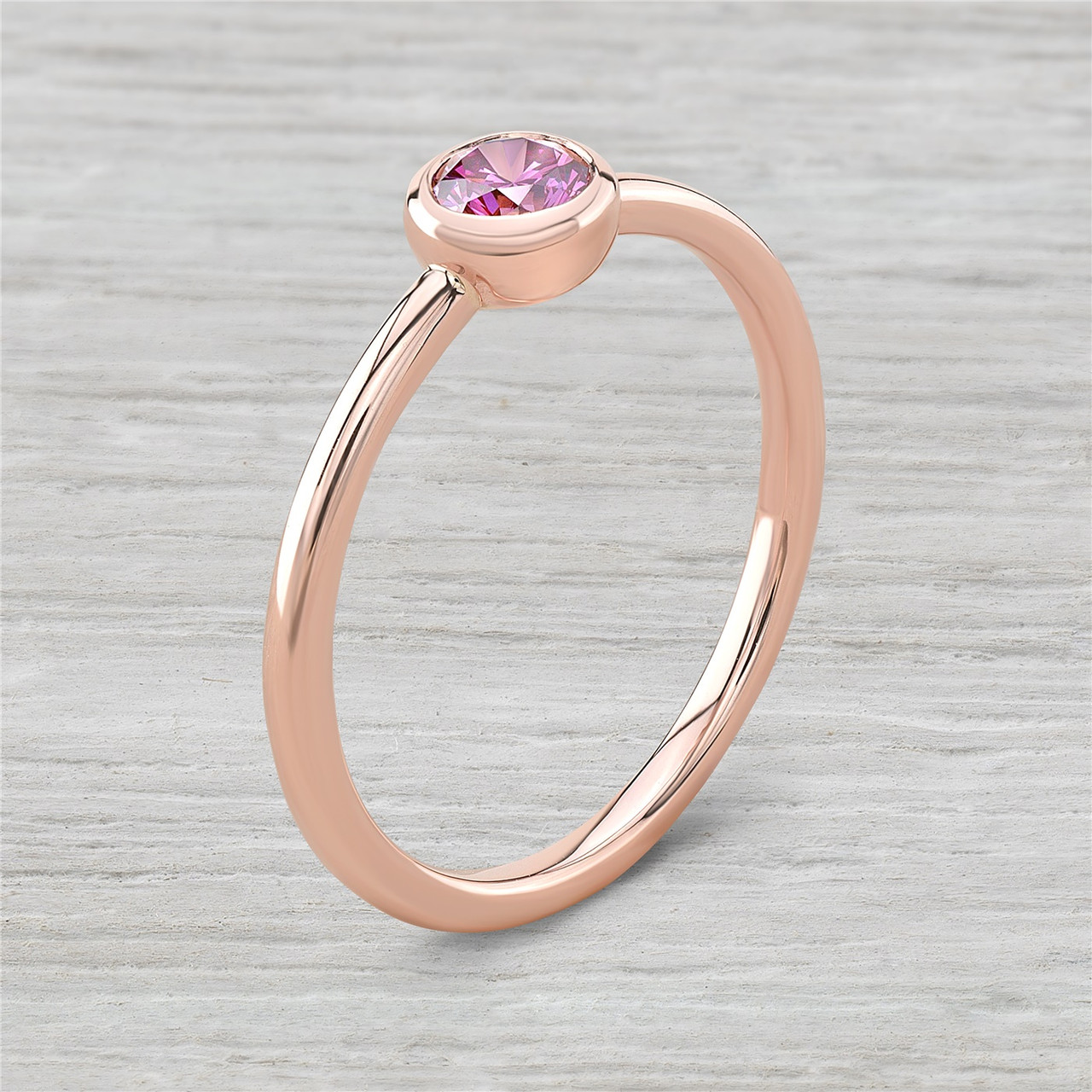 14K Rose Gold and Pink Diamond Engagement Ring - .45ct Pink Diamond