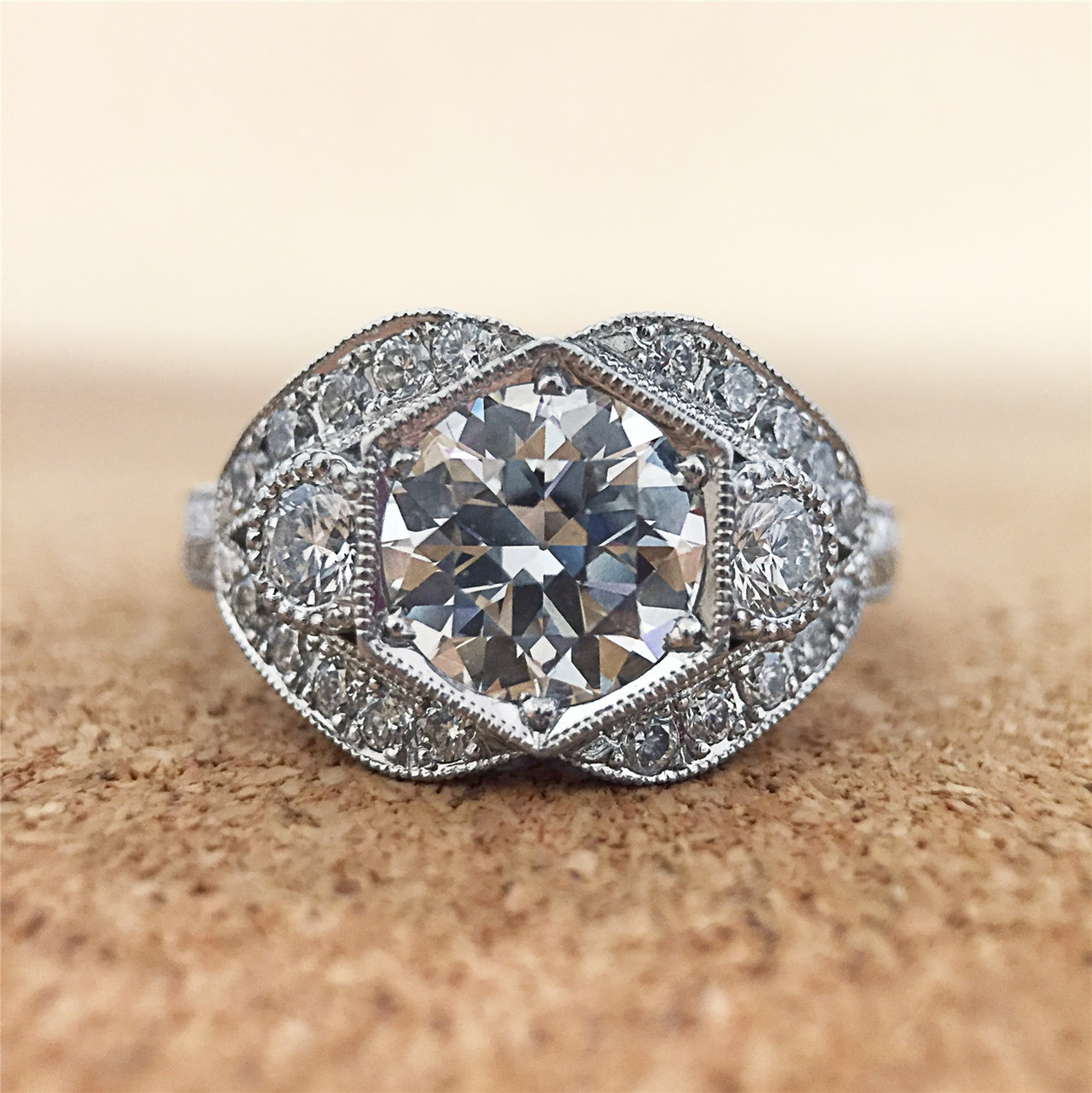 Gorgeous Platinum 1.30ct VVS2 Old European Cut Diamond Ring (stunning!)