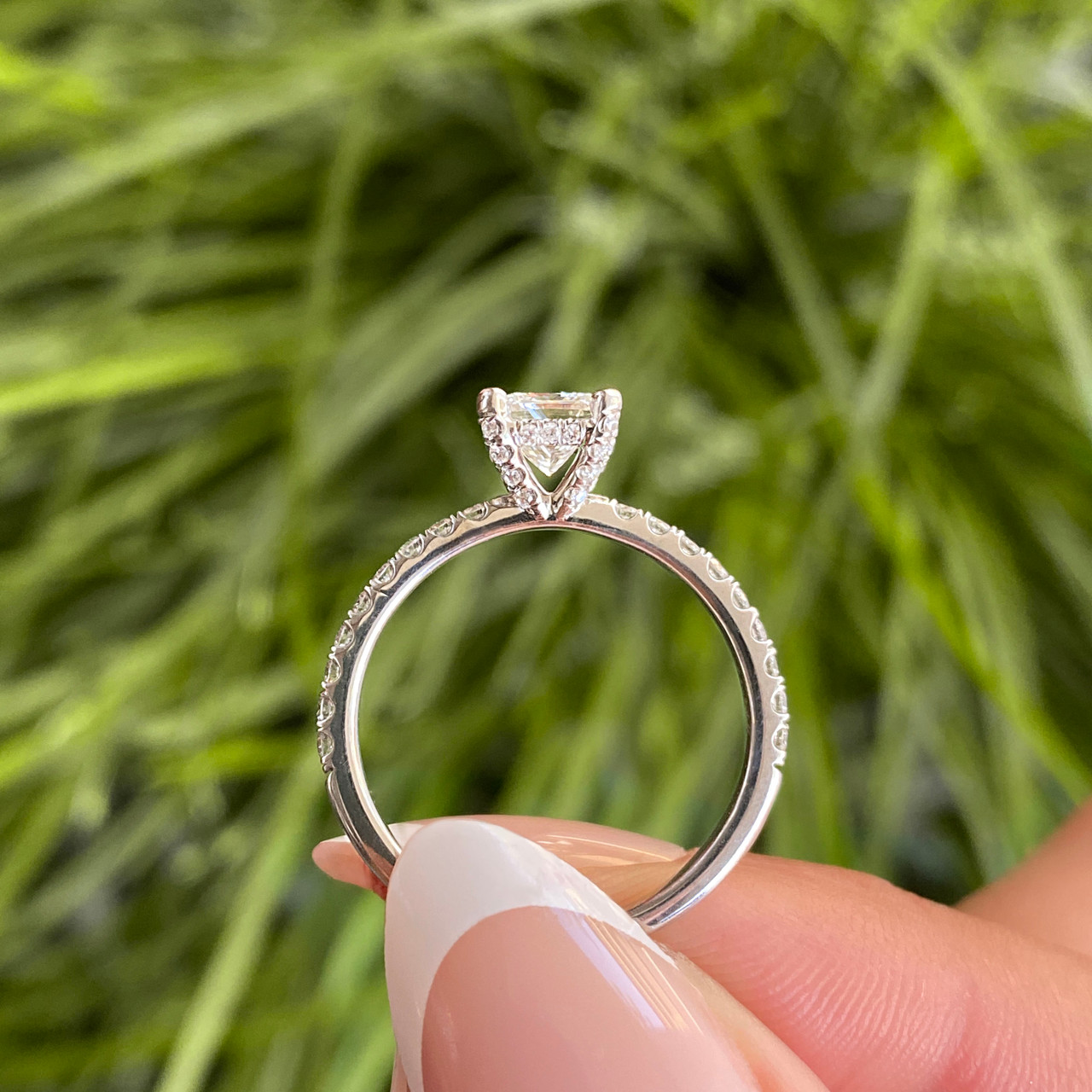 Hidden Halo Engagement Simple Princess Cut Engagement Rings CT