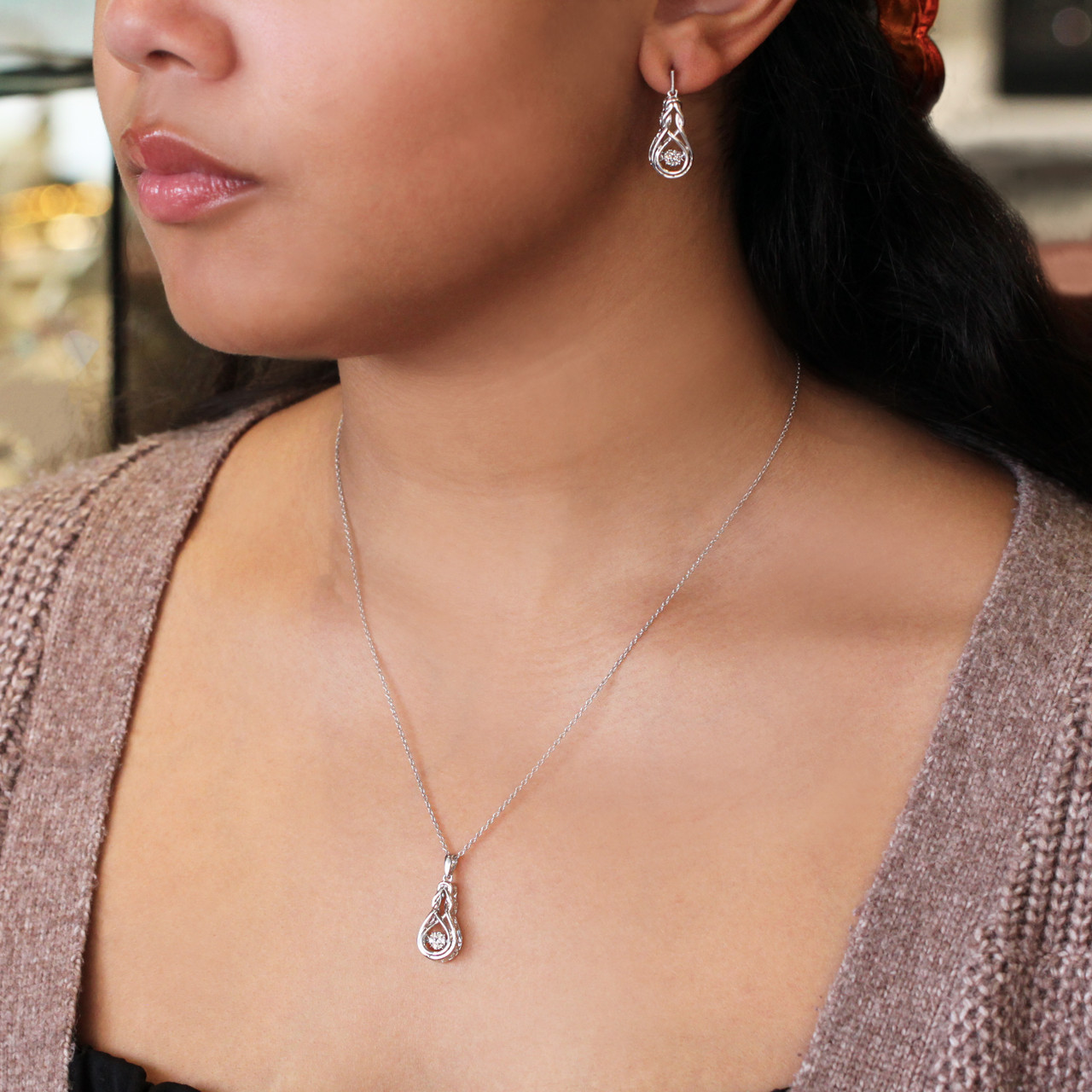 Rhythm of Love Sterling and Diamond Necklace - Love Knot Style