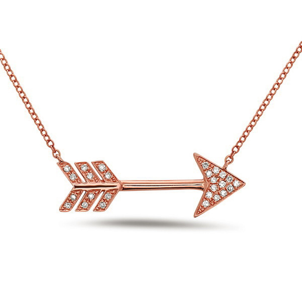 14K Rose Gold and Diamond Arrow 