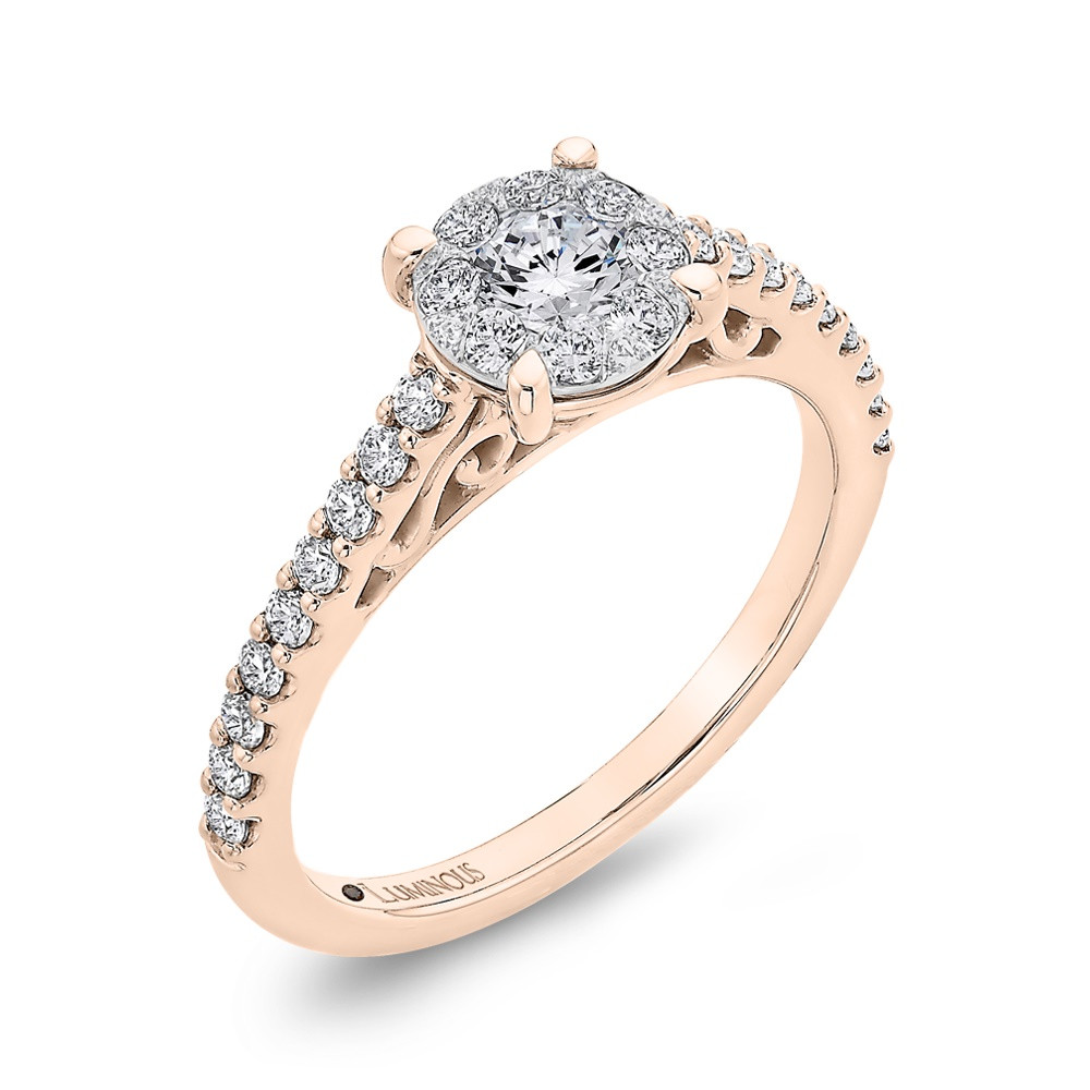 slim fit dress slacks Rosewood Round Pink Lab Diamond Engagement Flower Ring Nature Inspired (Setting Only) main image 1
