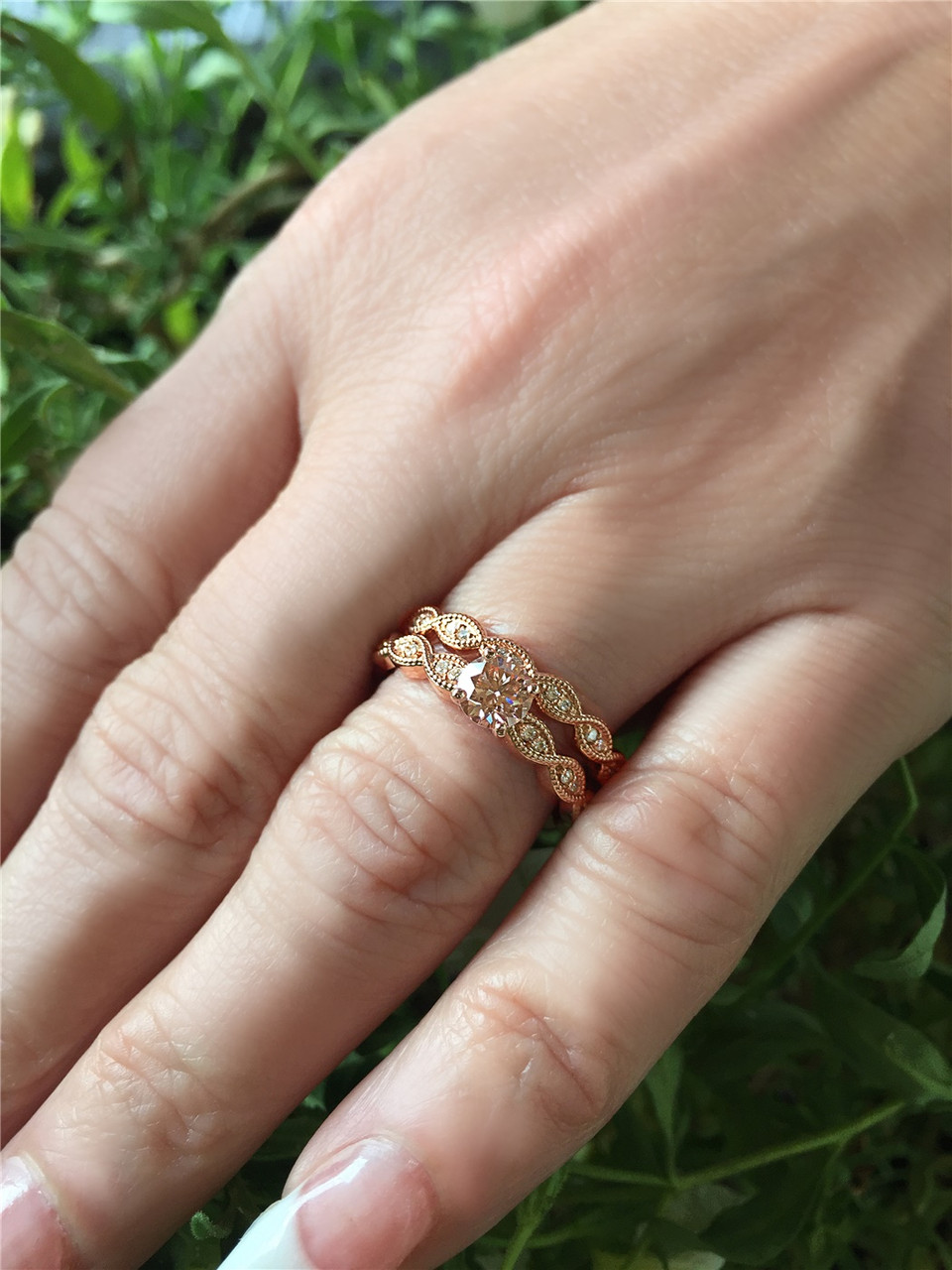 Rose Gold Pink Diamond Eternity Ring, 14K Rose Gold